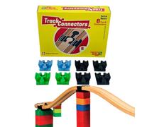 TOY2 Set of 8 Toy Train Track Connectors Compatible with Brio & Lego Duplo | Kit w/ Track Connectors | Sustainable Wooden Train Set Rail Connector