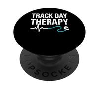Track Day Therapy Quote with Heartbeat and Stethoscope PopSockets Adhesive PopGrip