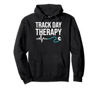 Track Day Therapy Quote with Heartbeat and Stethoscope Pullover Hoodie