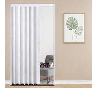 Track Folding Door, Metal Retractable Sliding Doors Gate with Double-Sided Handles & Lock, Customizable Accordion Door for Closet & Doorway(White,140x240cm/55x94.4in)