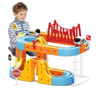 Track Fusion Toy，86 pcs Magic Rail Cube Train Set，klickrail electric train set with 1 Train，with Gravity-Defying Motorized Train，DIY Cube Track，Rechargeable Embedded Layouts Train Track Set for kids