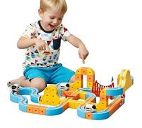 Track Fusion Toy，97 pcs Magic Rail Cube Train Set，klickrail electric train set with 1 Train，with Gravity-Defying Motorized Train，DIY Cube Track，Rechargeable Embedded Layouts Train Track Set for kids