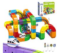 Track Fusion Toy, Magic Rail Cube Train Set With Moving Train, 3D Embedded Layouts, Easy To Assemble, Christmas Birthday Gift for Kids 123PCS