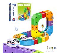 Track Fusion Toy, Magic Rail Cube Train Set With Moving Train, 3D Embedded Layouts, Easy To Assemble, Christmas Birthday Gift for Kids 51PCS