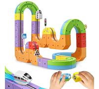 Track Fusion Train Set for Kids, 3D Cube Trackle System, Magic Rail Cube, STEM Trackfusion Train Toy, Cool Birthday Gifts and Presents for 3 4 5 6 7 8 Years Old Boys and Girls (48 Pieces / 34 Tracks)