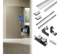 Track Less Sliding Ghost Door, Soft Close Barn Door Hardware Kit, Ghost Door Hidden Hardware for Modern Interior Door, Invisible Door Hanger(1.5m(4.9ft))