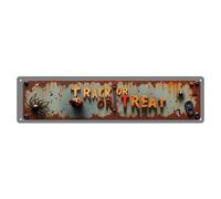 Track Or Treat Rusty Metal Sign With Spiders And Ladybug Tin Sign Retro Metal Sign for Cafe Bar Pub Home Game Room Gym Club Wall Decoration Vintage Metal Poster 4x16 Inch