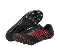Track Race Jumping Sneakers,Unisex Track Field Spikes Shoes,Spikes Running Racing Shoes,Shock,Breathable Sweat Absorbing Lining,for Kids,Running,Training,Competition Black Red