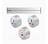 Track Socket, Embedded Slide Rail Wiring Board, 8000W Wall-Mounted Power Track Socket, 2500W Adapter, Suitable for Kitchen Office,White-40cm