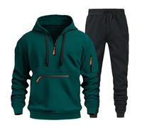 Track Suits for Men UK Half Zip Work Hoodies Fleece Tactical Hooded Top Tracksuits Cotton Blend Sweatpants Suit Gym Workout Jogging Trousers Set Drawstring Waist Joggers 2 Piece Sweatsuits