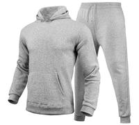 Track Suits For Men Uk - Mens Autumn Winter Casual Loose Fit Solid Hooded Sweater Top 2024 Knit Pullover Long Sleeve Warm Fleece Streetwear Hip Hop Oversized Crew Neck Fashionable Outerwear