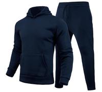 Track Suits For Men Uk - Mens Autumn Winter Casual Loose Fit Solid Hooded Sweater Top 2024 Knit Pullover Long Sleeve Warm Fleece Streetwear Hip Hop Oversized Crew Neck Fashionable Outerwear