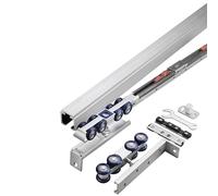 Track Wheel,Pulley Roller,Door Kit with Silent Nylon Rollers, 80KG/176lbs Bearing Capacity, Easy Assembly for Sliding Doors(Silver,2.8m/9.2ft)