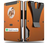 Trackable Wallet With Personalized E-Ink Screen - RFID-Blocking Wallets with Custom E-Photo/Text/Contact Information, Slim Credit Card Holder Built-in Find My Tracker, Gift for Men/Women, Orange