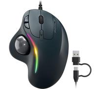 Trackball Mouse Wired, Ergonomic Comfort Design Reduces Muscle Strain, USB Plug&Play, Easy Thumb Control, Precision Tracking with 5 Adjustable DPI, RGB Rollerball Mouse Compatible for PC, Mac, Windows
