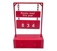 Tracker 3D Reading Plan Management Record Memo Board Waterproof Hanging Reading Tracker Book Lover Sign Book Read Counter Bookshelf Decoration(Red)