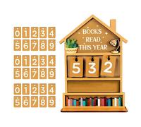 Tracker for Reading Books - Rustic Decorative Manual Wooden Reading Progress Counter | Decorative Reading Sign for Bookshelves - For Desk Table Living Room Study