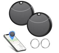 Tracker Tags-2 Pack Compatible with Apple Find My (iOS Only), Bluetooth Tracker, Smart Keys Finder and Item Locator with Waterproof Case for Keys Wallet Luggage Backpack, Two Black