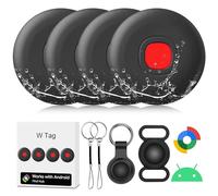 Tracker Tags-4 Pack Android Bluetooth Tracker for Android Tracker Tags, Google's Find Hub App, Item Finder for Android Luggage Tag Tracker, Waterproof Item Locator for Keys, Wallet, Pets (Black)