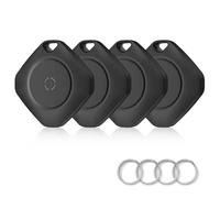 Tracker Tags 4 Pack Tag Set, Compatible with AppleFind My App (iOS Only), Key Finder and ltem TrackerSmart Tag for Keys, Bags, Luggage, Pets, Wallet, LoudBeep,Replaceable Batteries(Dark Black)