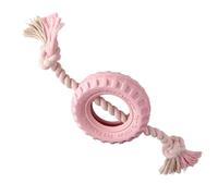 Tracker - The Tug Toy, Natural Rubber Tire and Organic Cotton Rope Pull and Chew Dog Toy for All Pet Breeds, Blush, Large
