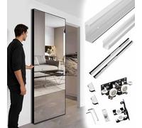 Trackless Ghost Door Track for Sliding Mirror Doors, Invisible Hardware with Soft Close, Concealed Rail Kit for Smooth Sliding and Easy Installation