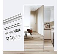 Trackless Ghost Mirror Sliding Door Hardware Kit37in Wall Mounted Invisible Barn Door System with SoftClose Aluminum Track for Closet & Home Decor