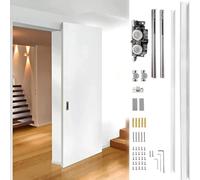 Trackless Sliding Barn Door Hardware Kit - Concealed Track Design for Space-Saving Bathroom & Cabinet - Easy Installation - Custom Fit Options: 3.5ft 4ft 5ft 5.5ft