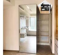 Trackless Sliding Closet Door Hardware Invisible Wall Rail with Soft Close Mechanism 55180cm Ghost Mirror Bypass Door System (77cm/30.3in) for Smooth Modern Spaces.