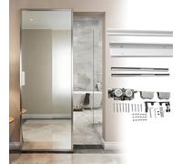 Trackless Sliding Pocket Door Hardware Kit with Hidden Rail, Soft Close & Open System for Closet, 4ft