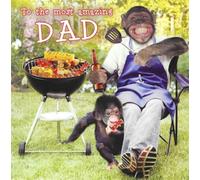 Tracks Father's Day Greeting Card, Funny BBQ Monkey Theme, 'To the Most Amazing Dad'