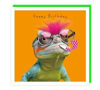 Tracks Funny Birthday Card Cool Chameleon and Fluff Card