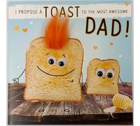 Tracks Funny Father's Day Greeting Card, Toast to the Most Awesome Dad, Humorous Bread Design with Googly Eyes