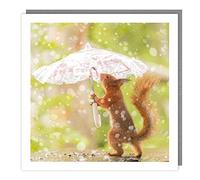 Tracks Publishing Birthday/Blank Card for Men/Women - General Male/Female Card - Red Squirrel and Umbrella - Eco-Friendly and Recyclable