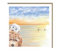 Tracks Publishing Birthday/Blank Card for Men/Women - General Male/Female Card - Sunset Paddleboarding and Dogs - Eco-Friendly and Recyclable