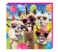 Tracks Publishing Birthday/Blank Greeting Card - Blank Card for Women/Girls with 3D Lenticular Party Llamas Design - General Card Suitable for Any Occasion
