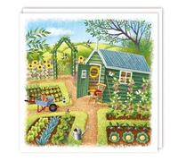 Tracks Publishing Birthday Card for Men or Women - Garden Allotment Design - 'Greenhouse' by Ian Saxton - Blank Inside - Artistic Greeting Card for Him or Her