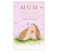 Tracks Publishing Birthday Card for Mum - Cute Hedgehogs Design - Embossed Gold Foil Finish - Premium Greeting Card with Envelope