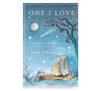 Tracks Publishing Birthday Card for One I Love - Romantic Hares in Moonlit Woodland Scene - Embossed Silver Foil Finish - Premium Greeting Card with Envelope
