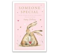 Tracks Publishing Birthday Card for Someone Special - Romantic Hares & Love Hearts Design - Embossed Gold Foil Finish - Premium Greeting Card with Envelope