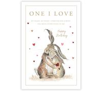 Tracks Publishing Birthday Card for the One I Love - Romantic Hares Design - Embossed Gold Foil Finish - Premium Greeting Card with Envelope