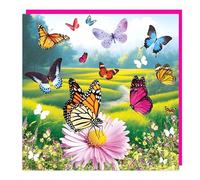 Tracks Publishing Birthday Card for Women - 3D Lenticular Flower Meadow and Butterfly Design - Blank Inside - Nature Greeting Card for Girls, Teens or Adults