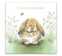 Tracks Publishing Birthday Card for Women - Adorable Bunny Rabbit & Bumblebee Design - Gold Foil Finish - Premium Greeting Card with Envelope