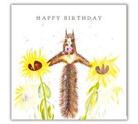 Tracks Publishing Birthday Card for Women - Artistic Julia Pankhurst Red Squirrel and Sunflowers Design - Foil Finish - Happy Birthday Card for Her