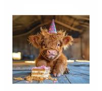 Tracks Publishing Birthday Card for Women - Cute Highland Cow - Premium Welsh Greeting Card with Envelope - Penblwydd Hapus