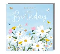 Tracks Publishing Birthday Card for Women or Girls - Pretty Floral Butterfly Design - Foil Finish - Birthday Greeting Card