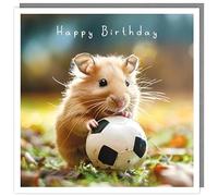 Tracks Publishing Birthday Card - Happy Birthday Card with Cute Hamster and Football Design - for Men/Boys