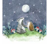 Tracks Publishing Blank Greeting Card for Women - Cute Badger & Hedgehog Design - Silver Foil Finish - Premium Greeting Card with Envelope - Suitable for Birthdays & Other Occasions