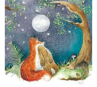 Tracks Publishing Blank Greeting Card for Women - Cute Fox & Hare Design - Silver Foil Finish - Premium Greeting Card with Envelope - Suitable for Birthdays & Other Occasions