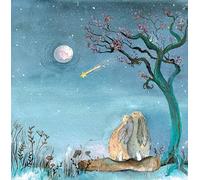 Tracks Publishing Blank Greeting Card for Women - Cute Hare & Shooting Star Design - Silver Foil Finish - Premium Greeting Card with Envelope - Suitable for Birthdays & Other Occasions